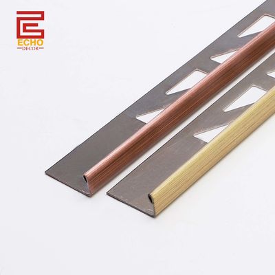 品質  Outdoor Straight Stainless Steel Tile Trim Flat Metal Edge Trim 10mm 工場
